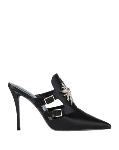 Roger Vivier Embellished Buckled Satin Mules In Black