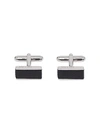 Prada Silver And Saffiano Leather Cufflinks In Black