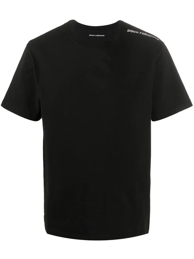 Rabanne Logo Print Cotton T-shirt In Black
