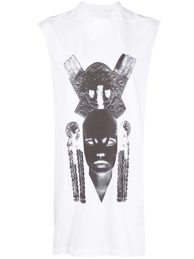 Rick Owens Drkshdw Cap Sleeve Photographic Print Vest Top In White