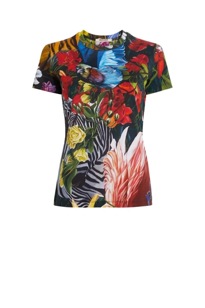 Roberto Cavalli Printed Cotton-jersey T-shirt In Multicolour