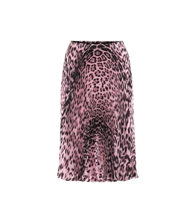 Roberto Cavalli Pleated Leopard-print Twill Skirt In Multicoloured