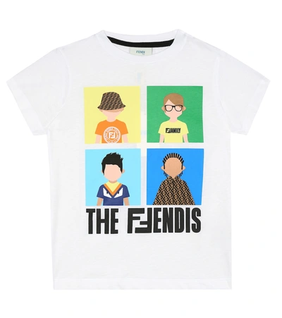 Fendi Kids' Printed Cotton-jersey T-shirt In White