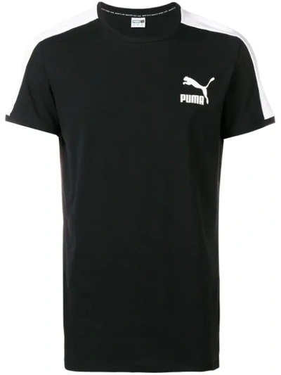 Puma Iconic Logo Slim Cotton Jersey T-shirt In Black