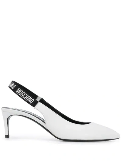 Moschino 55mm Leather Sling Back Pumps In White