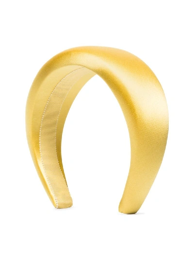 Prada Logo-appliqued Satin Headband In Yellow