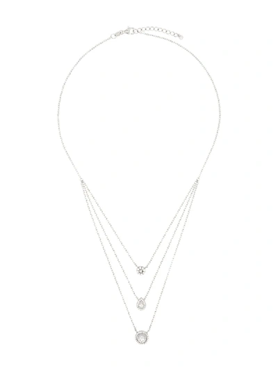Apples & Figs Triple Layered Crystal Necklace In Silver