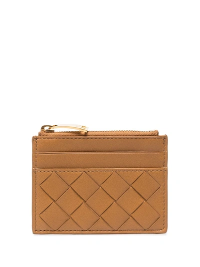 Bottega Veneta Intrecciato Weave Cardholder In Brown