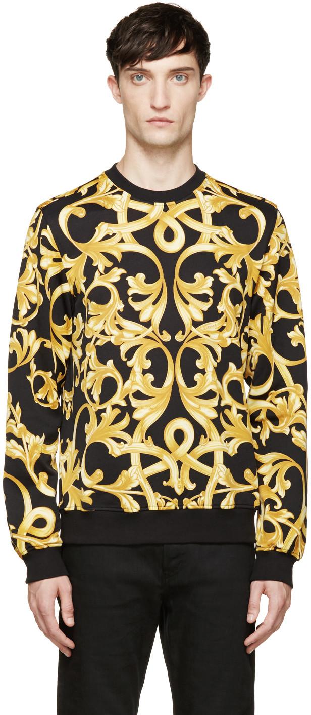 Versace Black Baroque Print Sweatshirt | ModeSens