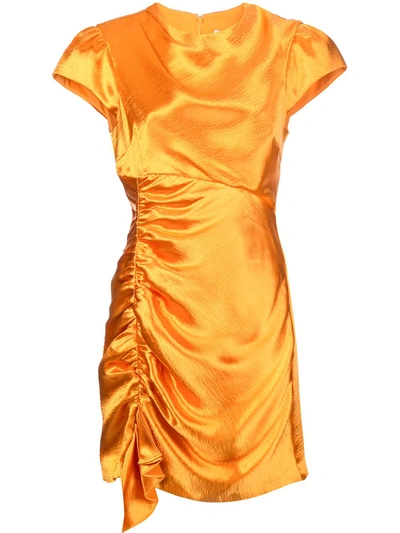 Cinq À Sept Natalia Ruched Satin Mini Dress In Citrine