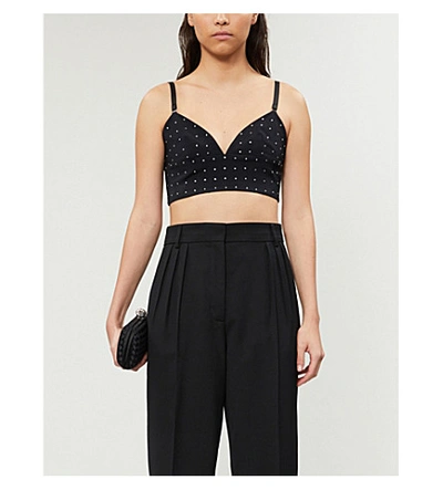 Magda Butrym Teruel Swarovski Crystal Embellished Crop Top In Black