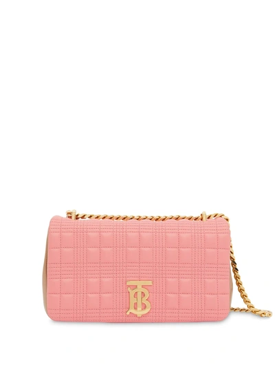 Burberry Small Quilted Two-tone Lambskin Lola Bag In Pink