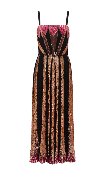 Temperley London Sycamore Strappy Dress, Black Mix, Uk8