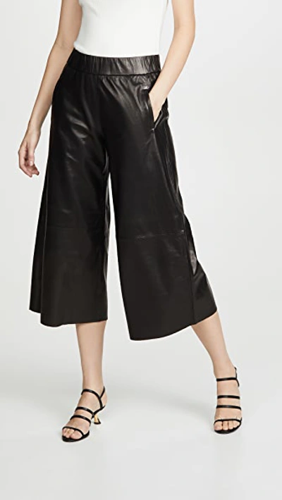 Sprwmn Leather Culottes In Black