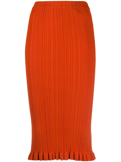 Acne Studios Kora Ribbed Cotton-blend Knee-length Skirt In Red