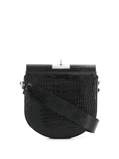 Gu_de Women's Small Demilune Croc-embossed Leather Crossbody Bag In Black