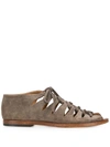Alberto Fasciani Lace-up Suede Gladiator Sandals In Grey