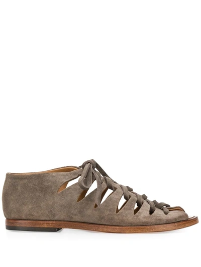 Alberto Fasciani Lace-up Suede Gladiator Sandals In Grey