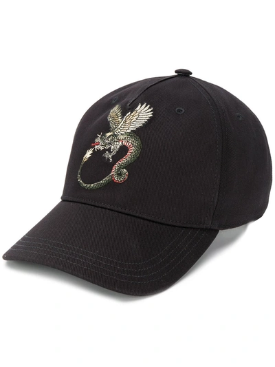 Alexander Mcqueen Dragon-embroidered Baseball Cap In Black