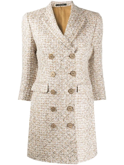 Tagliatore Double-breasted Coat Dress In Beige