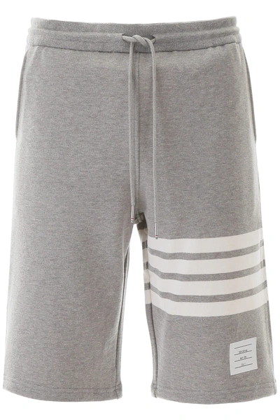 Thom Browne 4-bar Bermuda Sweatpants In Grey,white
