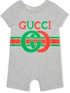 Gucci Babies' Kids Interlocking G One-piece Swimsuit With Print In Grey