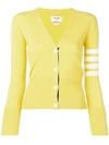 Thom Browne Classic 4-bar Cashmere Cardigan In Yellow