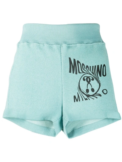 Moschino Logo-print Track Shorts In Blue