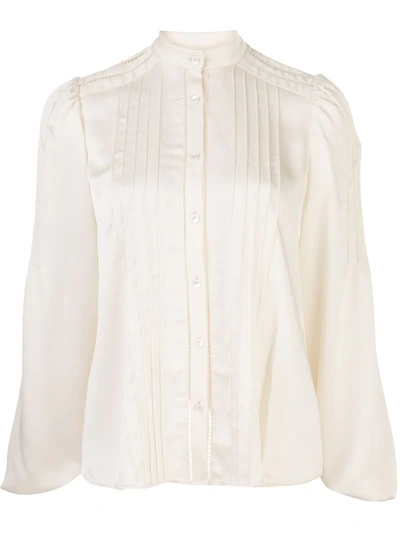 Alexis Balor Pleated-shoulder Blouse In White
