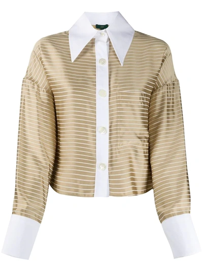 Jejia Striped Pointed-collar Shirt In Neutrals