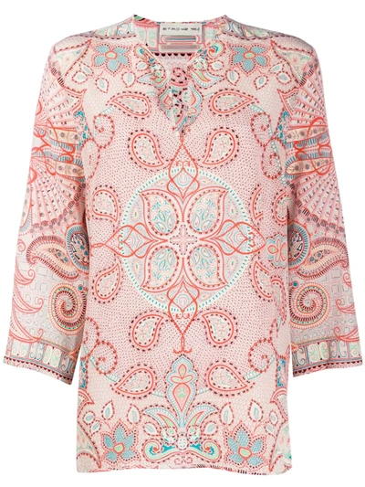 Etro Floral Print Blouse In Orange
