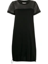 Moncler Mesh Panel T-shirt Dress In Black