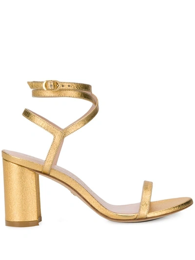 Stuart Weitzman Metallic Block Heel Sandals In Gold