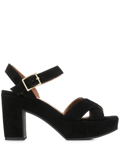 L'autre Chose Suede Platform Sandals In Black
