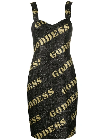 Moschino Goddess Sequin-embroidered Mini Dress In Black