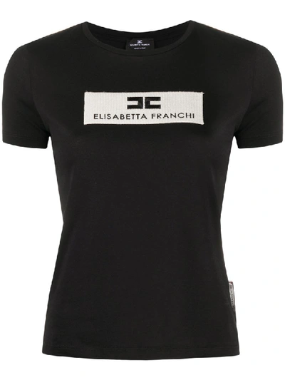 Elisabetta Franchi Boxed Embroidered Slogan T-shirt In Black