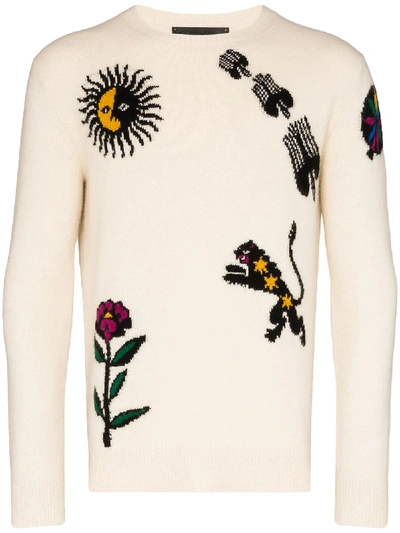 The Elder Statesman Dreamland Intarsia Knit Jumper In Neutrals