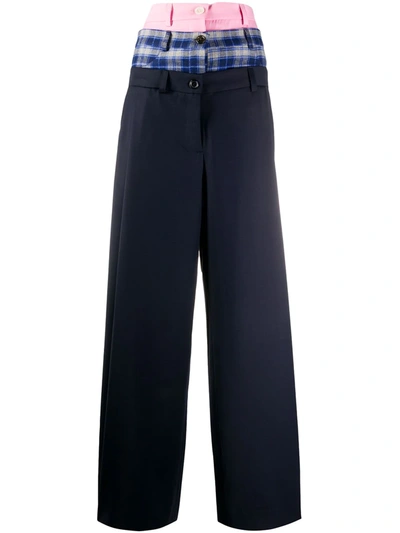 Natasha Zinko Multi-waist Detail Palazzo Pants In Dark Blue