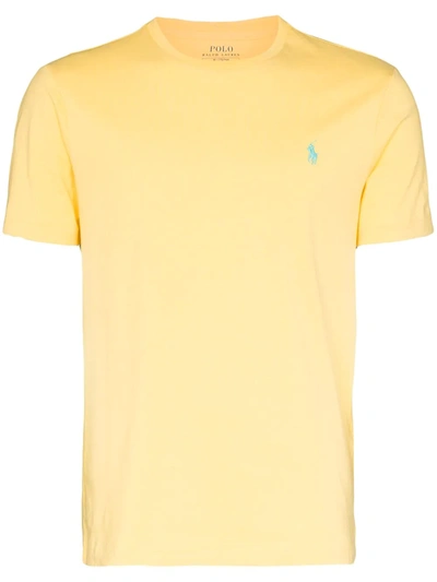 Polo Ralph Lauren T-shirt Con Ricamo Logo Gialla 710671438147 In Yellow