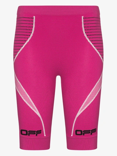Off-white Wavy Logo Stretch-fit Shorts In Pink