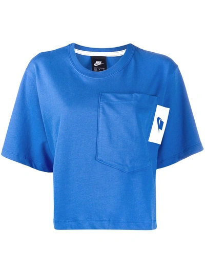 Nike Short-sleeve Cropped T-shirt In Blue