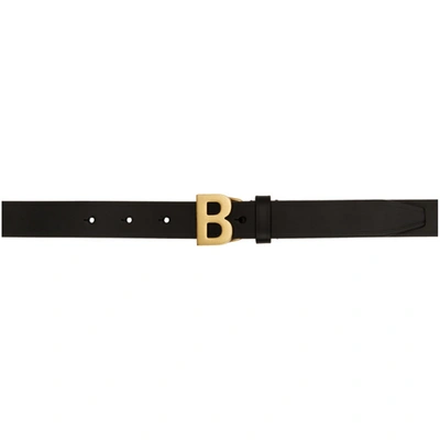 Balenciaga Logo Buckle Leather Belt In Black