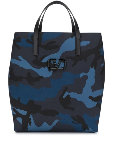 Valentino Garavani Camouflage Tote Bag In Black