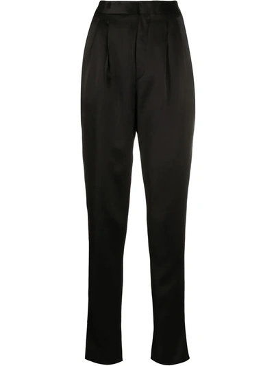 Saint Laurent High-waist Pleated Trousers In Black
