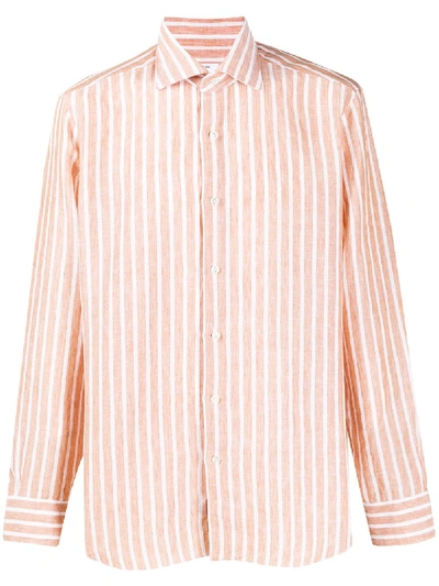 Barba Linen Striped Shirt In Neutrals