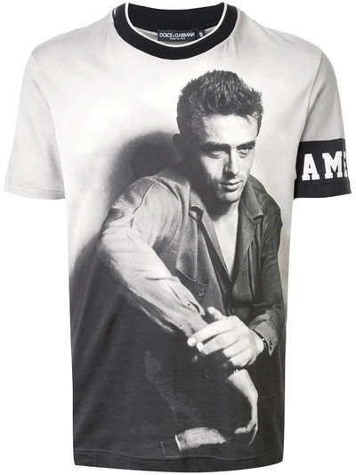 Dolce & Gabbana Cotton T-shirt With James Dean Print In Grey