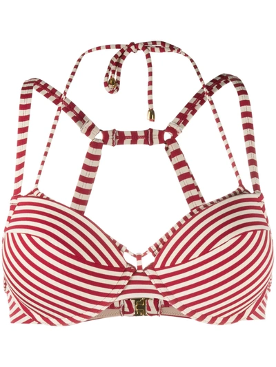 Marlies Dekkers Striped Push-up Bikini Top In Red