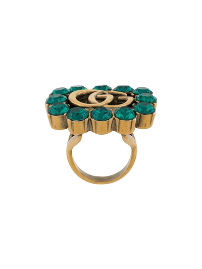 Gucci Double G Crystal-embellished Ring In Gold