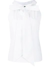 Jejia Sleeveless Pussy Bow Blouse In White