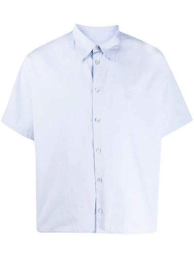 Kenzo Short-sleeved Tiger Casual Shirt In Blue